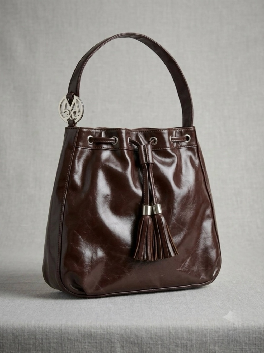 M&C Brown Leather Shoulder Bag